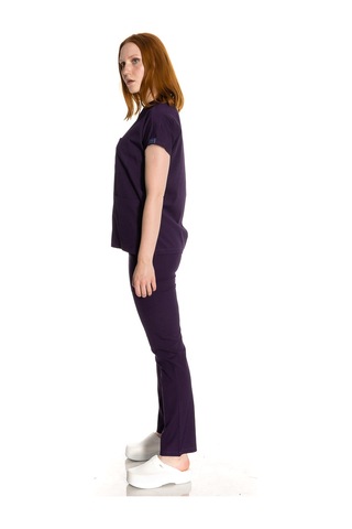Unisex Likralı Mürdüm Renkli Scrubs