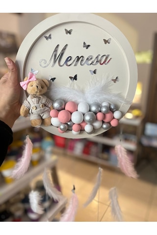 Kız Bebek Ayıcıklı Bubble Kapı Süsü-hastane Odası Kapı Süsü Gümüş - Pembe