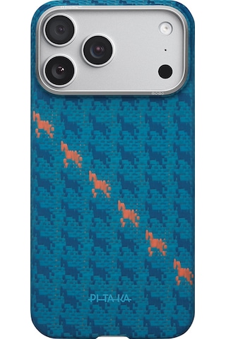 Apple Apple iPhone 17 Pro Kılıf M-safe Uyumlu Aramid Fiber Pitaka Edge Serisi Happiness Rides Kapak Mavi