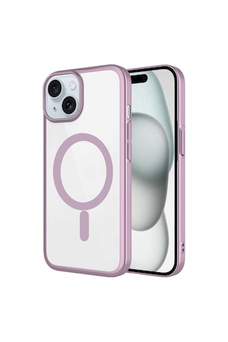 Apple iPhone Uyumlu 15 Kılıf Wireless Şarj Özellikli Sert Pc Zore Mat Riksos M-safe Kapak