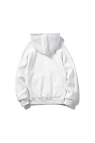 Nasa Logo Sweatshirt - Beyaz Baskılı Oversize Kışlık Kalın Kapüşonlu Beyaz