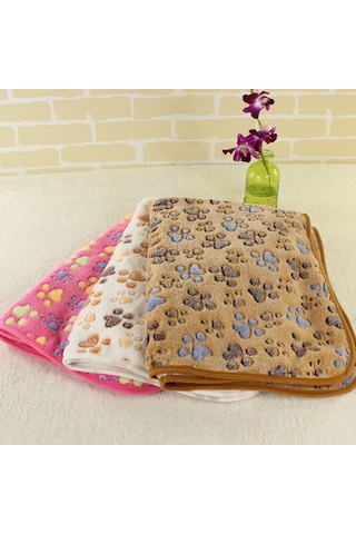 Geekyou Köpek Ve Kedi İçin Mükemmel Konfor: Koral Yün Peluş Battaniye, Beyaz Tırnak Desenli, 60x40 Cm S Boyutu - Evcil Hayvan Malzemesi