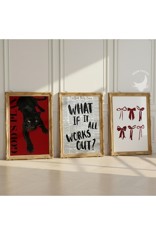 3 Lü Siyah Panter Ve Kırmızı Fiyonk Temalı Çerçevesiz Dekoratif Poster Seti Modern Duvar Dekoru, Salon, Genç Odası Ve Ev Dekorasyonu 3 Lü Siyah Panter Ve Kırmızı Fiyonk Temalı Çerçevesiz Dekoratif Poster Seti Modern Duvar Dekoru, Salon, Genç Odası Ve Ev Dekorasyonu