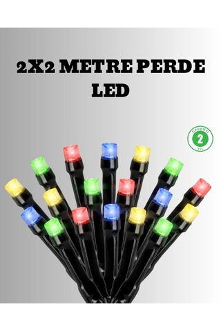 2x2 Metre Pil İle Çalışan Perde Led Işık - 8 Modlu Dekoratif Çok Renkli 20135676