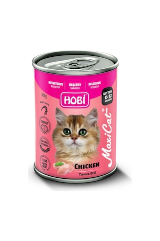 Hobi Maxicat Tavuklu Yavru Kedi Konservesi 400 Gr X 6 Adet - Vitamin Destekli, Tam Ve Dengeli Mama