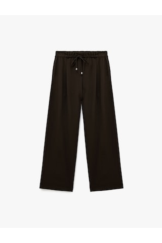 Koton Beli Bağcıklı Bağlamalı Cepli Düz Geniş Paça Kumaş Pantolon Kahverengi 6wak40188pw Kahve