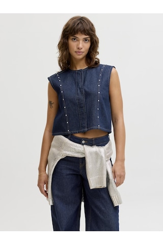 Jack & Jones Kadin Hakim Yaka Kolsuz Denim Gömlek - Mae - 12286386 Dark Blue Denim