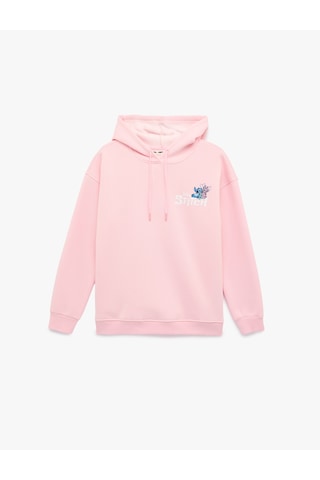 Koton Stitch Lisanslı Kapüşonlu Arkası Baskılı Oversize Sweatshirt Pembe 6wal10692ık Gülkurusu