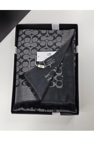 C Desen Yün İpek Şal İnce Kumaş Çift Taraflı Silk Scarfs Füme