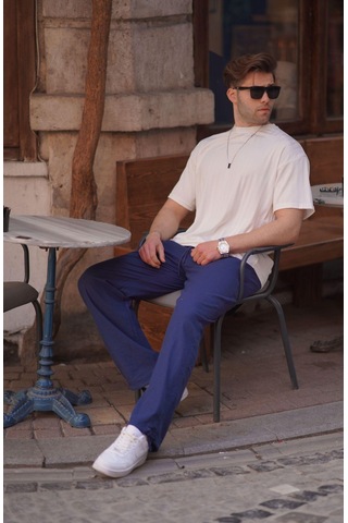 Madmext Paça Detaylı Rahat Kesim Erkek Lacivert Pantolon 6532-lacivert Lacivert