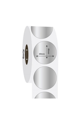 Aysan Etiket Boş Yapışkanlı Gümüş Metalize Barkod Etiketi 60mm Çap 1