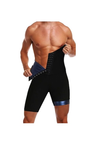 Sh Mağazacılık Sauna-şort Yüksek Bel Agraflı Sauna Unisex Termal Toparlayıcı Ve Sıkılaştırıcı Spor Şort Siyah