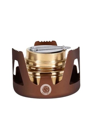 Prestigegoods Stur Y2218 Açık Hava Hafif Alüminyum Taşınabilir Alkol Ocakları Bronz Kahverengi 9.5x6.5 Cm Kahverengi