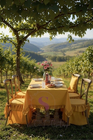 Hardal Renk El Yapımı Buldan Yıkanmıs Keten 4 Tarafı Fırfırlı Sandalye Minderi Hardal