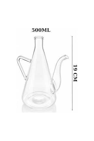 500 Ml Borosilikat Cam Yağlık Sirkelik Mantar Tıpalı Isıya Dayanıklı Damlatmaz Akıllı Cam Yağ Şişesi Şeffaf