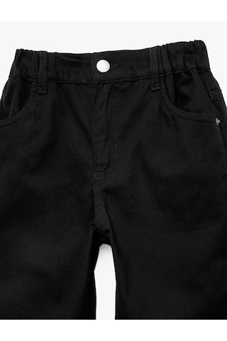 Koton Pamuklu Beli Lastikli Düğmeli Basic Pantolon Siyah 6skb40109tw Siyah