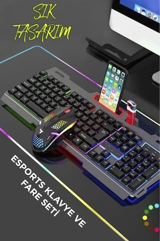 Tmk-06 Rgb Gaming Mouse & Keyboard Set Işıklı Kablolu Q Klavye Ve Mouse Seti Oyuncu Set Siyah Diğer