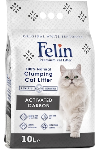 Felin Aktif Karbonlu Topaklaşan İnce Bentonit Kedi Kumu 10 L Felin Aktif Karbonlu Topaklaşan İnce Bentonit Kedi Kumu 10 L