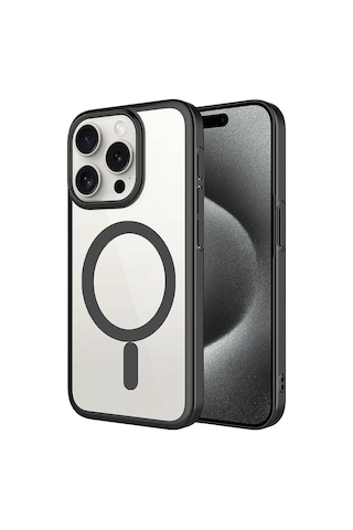 Apple Apple iPhone Uyumlu 15 Pro Max Kılıf Wireless Şarj Özellikli Sert Pc Zore Mat Riksos M-safe Kapak - Lacivert