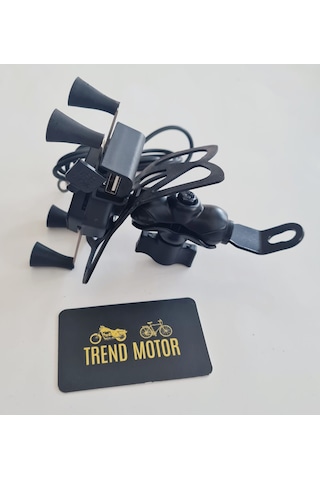 Telefon Tutucu Usb Ahtapot Ayna Bağlantılı - Motosiklet