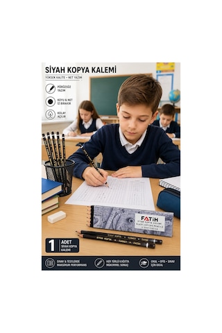 Siyah Kopya Kalemi 3 Adet Fatih Dermo Siyah Kopya Kalemi Deri Ve Cilt Kalemi