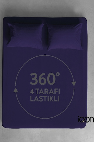 İqon Ranforce Dokuma Lastikli Çarşaf Takımı Tek Kişilik - 21 Renk Mor