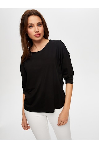 Yuvarlak Yaka Uzun Kol T-shirt B00019-1 B00019-110 Siyah