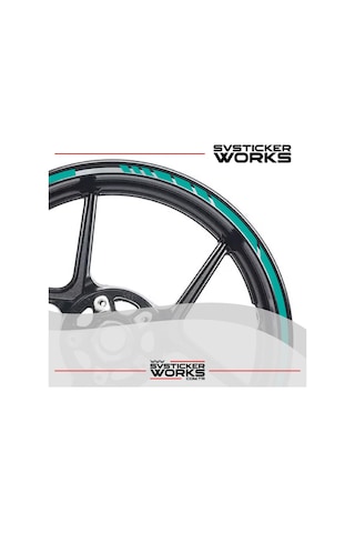 Motosiklet Jant Şeridi Jant Sticker Dekor Model Parçalı Desen Sticker Set Turkuaz