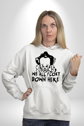 Korkunç Palyaço Korku Film Kadın Erkek Beyaz Kapüşonlu Sweatshirt Hoodie Beyaz