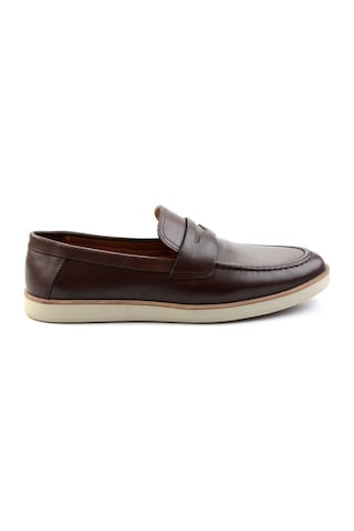 Bambi Kahve Hakiki Deri Erkek Loafer Ayakkabı E01054171341 Kahve