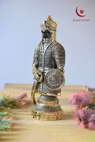 Fetih Zırh Ayetel Kürsi Biblo 15x33 Cm Büyük Boy Altın Renk Metal Dekoratif Aksesuar Sarı