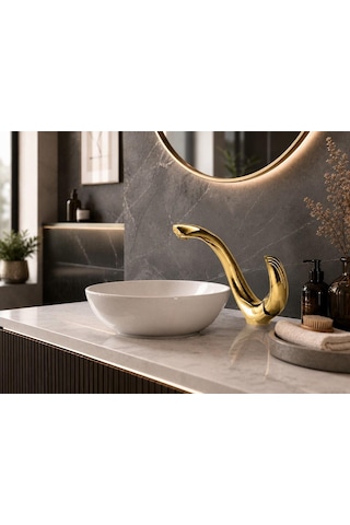Elıte Kısa Lavabo Bataryası Parlak Altın