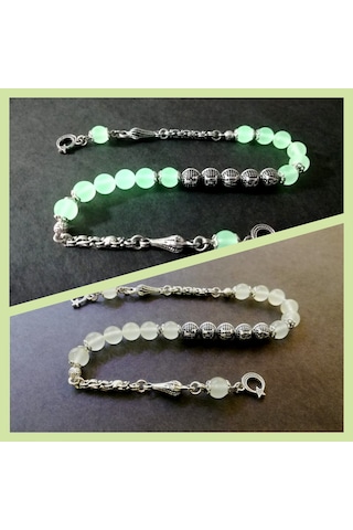 Zaza - İsimli - Kişiye Özel - Fosforlu Kedi Gözü Tesbih - 8 Mm