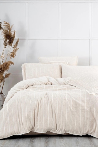 Ecocotton Raisa Bej Çift Kişilik %100 Organik Pamuk Kenevir Nevresim Takımı Bej