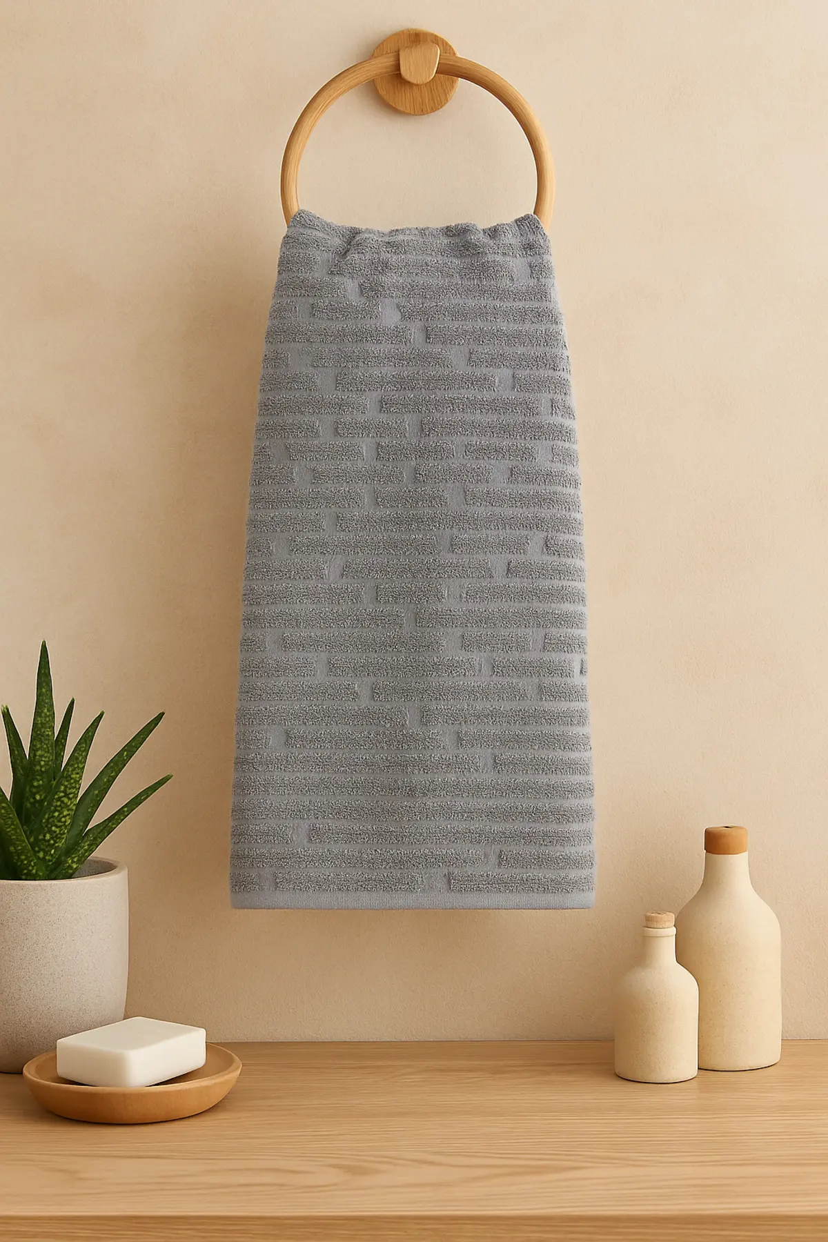 %100 Pamuklu 2 Li Gri El Havlusu Seti 50x90 Cm Modern Ve Dayanıklı