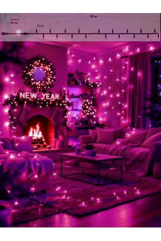 Vokındom Çardak İçin Uzun Işık Zinciri 30 Metre 191900613 Pembe