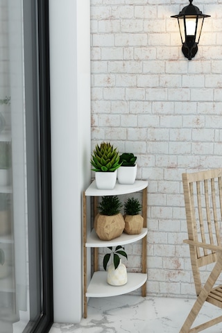 Modern İskandinav 3 Katlı Ahşap Çiçeklik & Dekoratif Köşe Rafı
