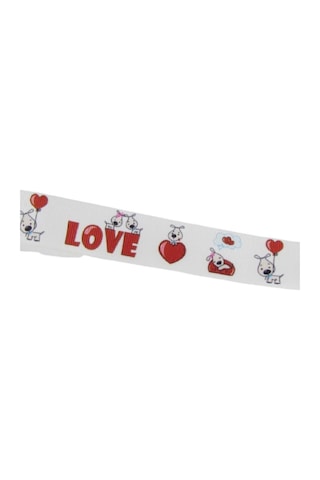 Love Yazılı Köpek Resimli Grogren Kurdele 2.5 Cm-1 Metre
