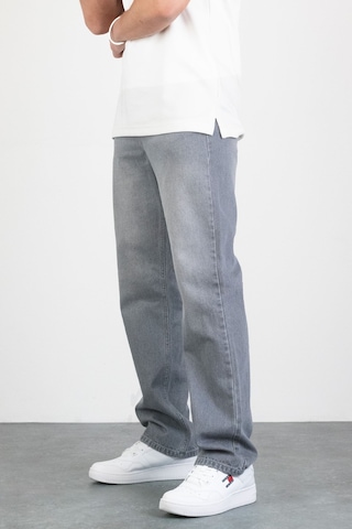 HLT Jeans Erkek Gri Straight Baggy Fit Likrasız Rahat Kesim %100 Pamuk Loose Jean Pantolon Hector Gri