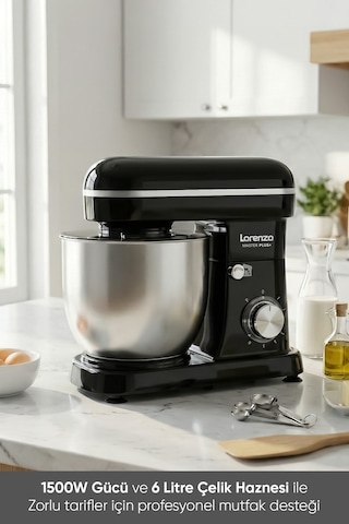 Lorenzo Masterplus 6 L 1500 W Hamur Yoğurma Mutfak Şefi Stand Mixer