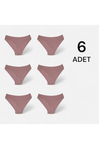 Erdenay Tekstil Penye Licralı Kadın Bikini Külot 6'lı - Gül Kurusu Gül Kurusu