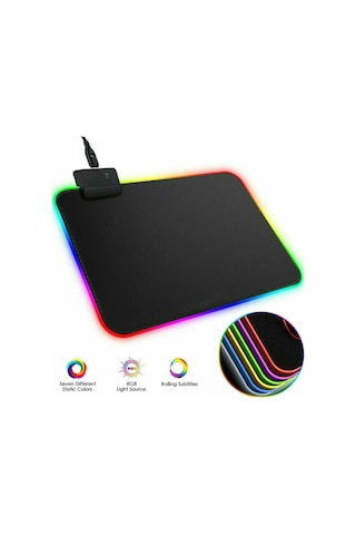 Unico Rgb Led Işıklı Baskısız Siyah Gaming Mouse Pad 35 X 30Cm