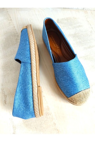 Kot Hasır Detaylı Kadın Espadril Mavi