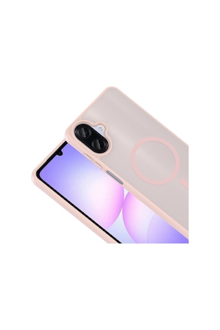 Ardemix Samsung Uyumlu Galaxy A07 Kılıf M-safe Şarj Özellikli Zore Babet Kapak - Pembe