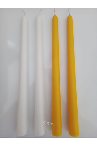 Yılbaşı Özel Serisi 4'lü Sarı Beyaz Şamdan Doğal Kokulu Soya Mumu