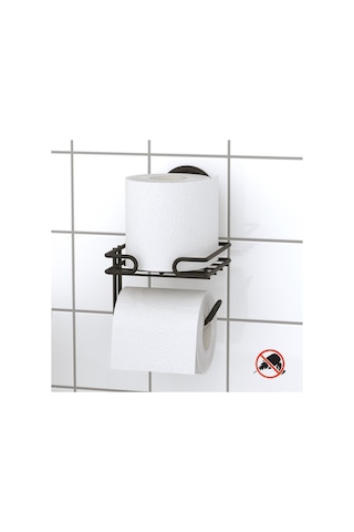 Vakumlu Tuvalet Kağıdı Askısı Yedekli Siyah