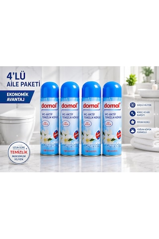 Domol Tuvalet Temizleyici Köpük 4'lü Avantaj Paketi 500 Ml X4 Ekonomik Aile Paketi