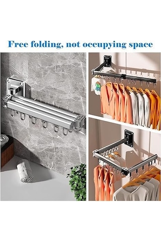 Çamaşır Kurutma Ve Elbise Sergileme Saklama Aparatı,360 Dönebilen Katlanabilir Alüminyum Duvar Montajı, Banyo Mağaza İşletme Ve Balkon İçin 1000'li Set 82913381