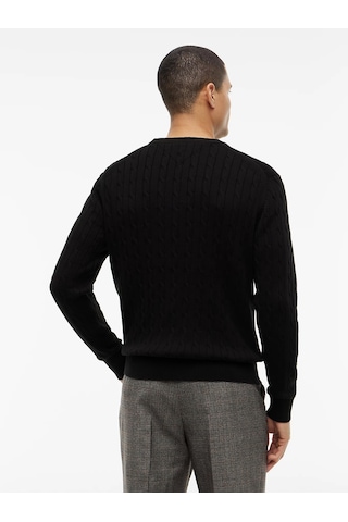 Tommy Hilfiger Erkek Classic Cable Crew Kazak Siyah