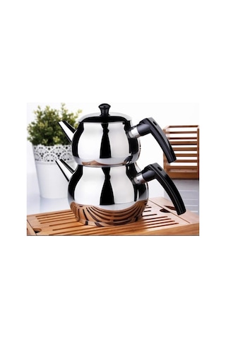 Akıllıelma-royal Song Elit Çaydanlık Takımı R217 Çelik Mini Boy Siyah Bakalit Kulp 2173 Inox